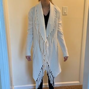 White cardigan with ties